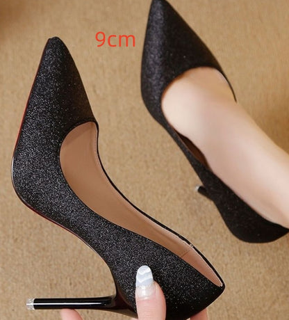 Silver Heels For Women And Black Sexy Everything French Mesh Sequins