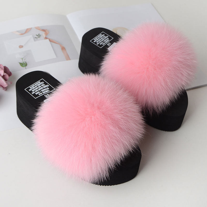 Fox Fur Women's Sandals Height Increasing Leisure