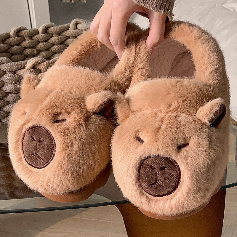 Plush  Slippers Comfortable Slip-on House Shoes Non-Slip Fluffy Couple Slippers Furry Animal Slippers For Indoor Bedroom