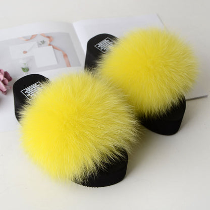 Fox Fur Women's Sandals Height Increasing Leisure