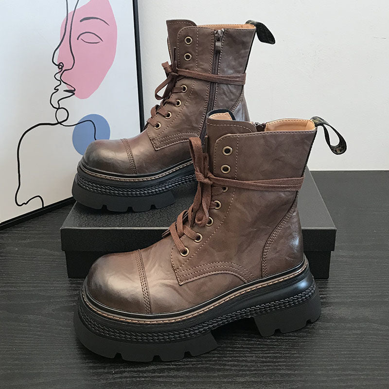 Women's Chunky-heeled Ankle Boots With Side Zippers