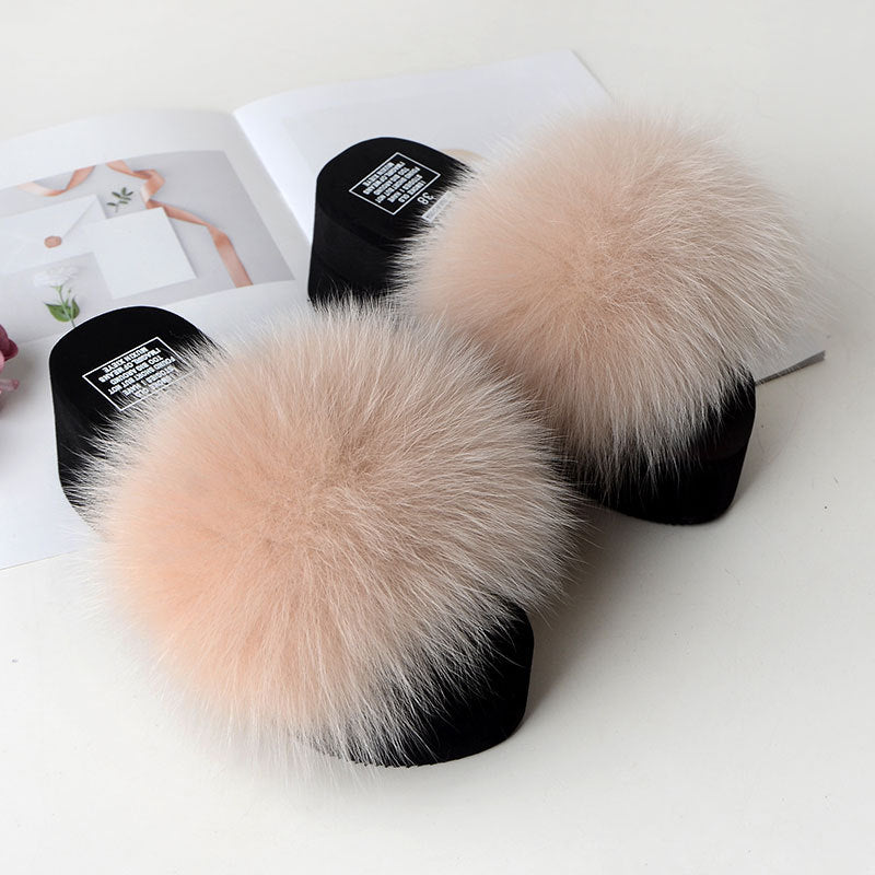 Fox Fur Women's Sandals Height Increasing Leisure