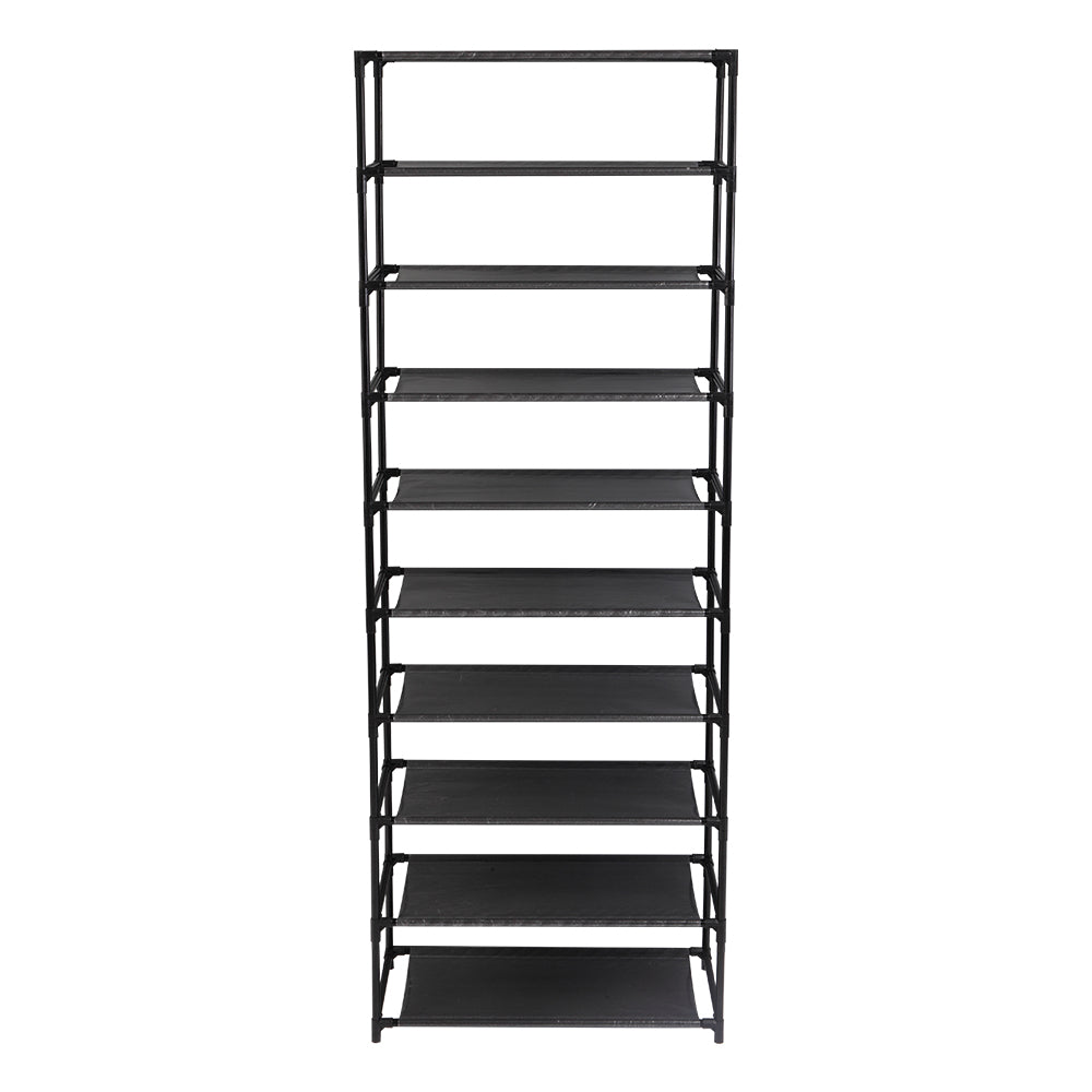10 Tier Stackable Shoe Rack Storage Shelves - Stainless Steel Frame Holds 50 Pairs Of Shoes