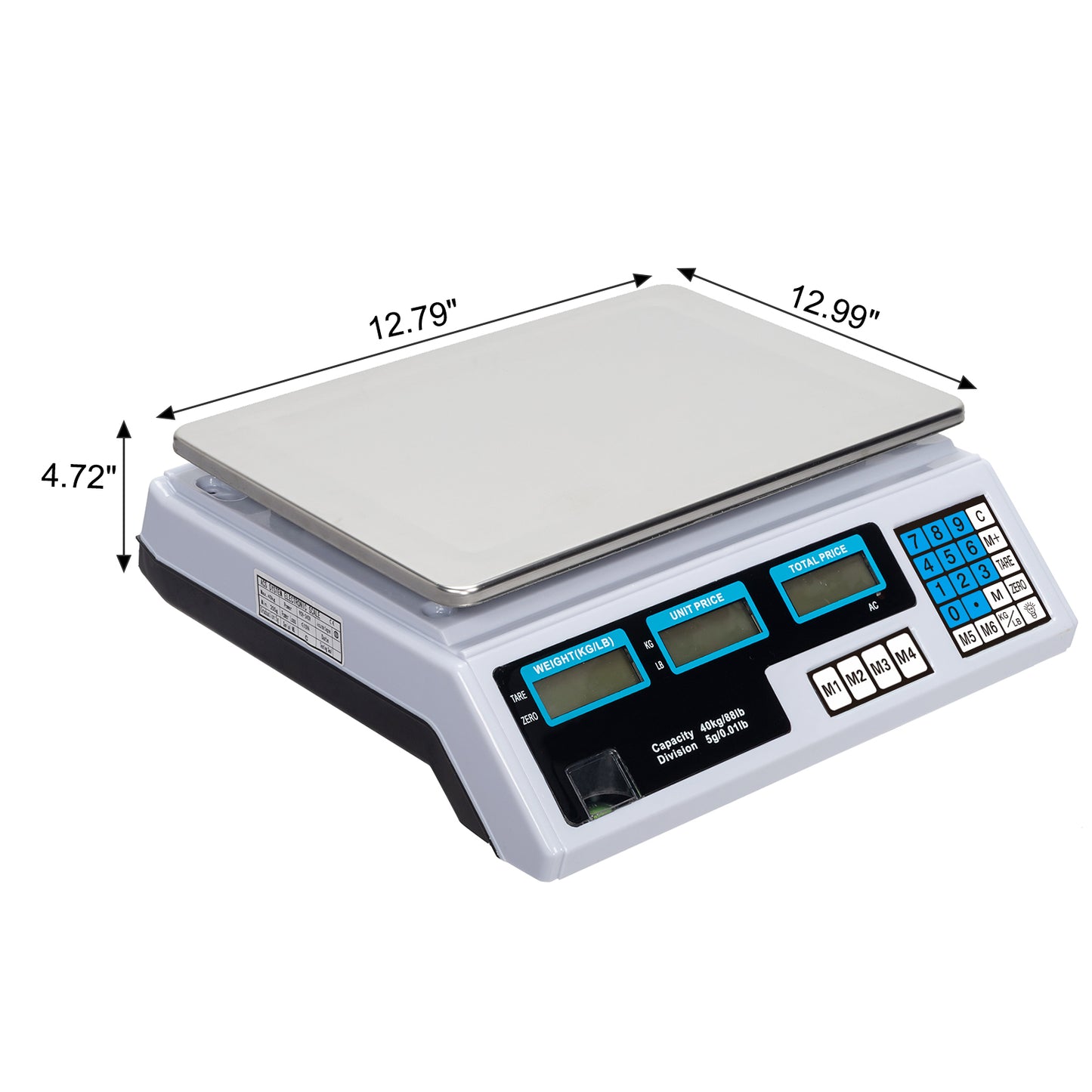 ACS-30 40kg/5g Digital Price Computing Scale for Vegetable UK Plug Silver & White
