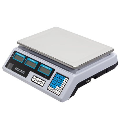ACS-30 40kg/5g Digital Price Computing Scale for Vegetable UK Plug Silver & White