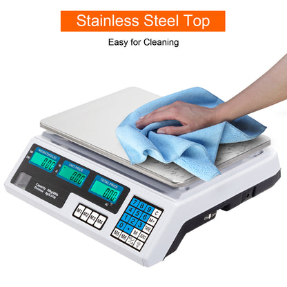 ACS-30 40kg/5g Digital Price Computing Scale for Vegetable UK Plug Silver & White