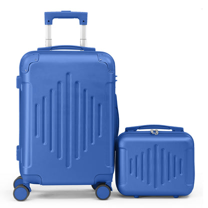 2-Piece ABS Luggage Set with Diamond Pattern & Non-TSA Locks (12in+20in) – Navy Blue