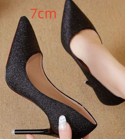 Silver Heels For Women And Black Sexy Everything French Mesh Sequins