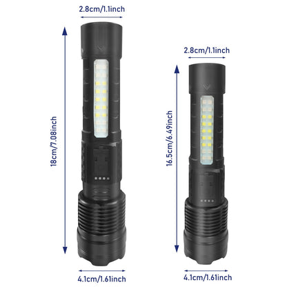 Rechargeable LED Flashlight Zoomable Tactical Torch Police Super Bright Work Light Lamp Red White Blue 3 Light USB Charging