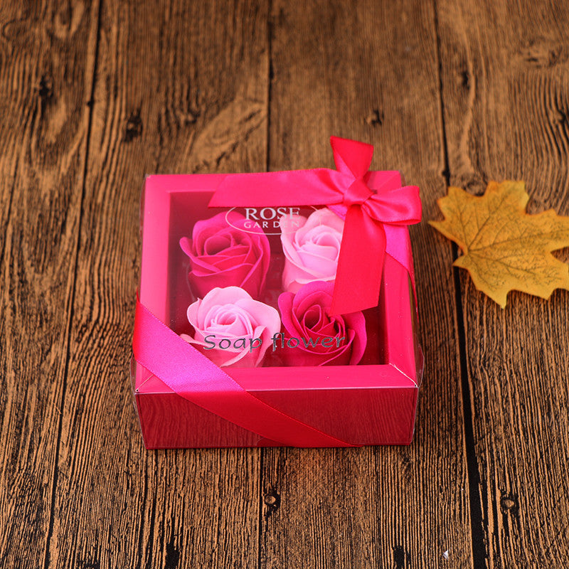 Soap Flower Gift Box Valentine's Day Gift Mother's Day Creative Gifts Bear Flower Rose Heart Shaped Tin Box