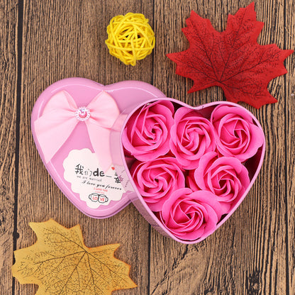 Soap Flower Gift Box Valentine's Day Gift Mother's Day Creative Gifts Bear Flower Rose Heart Shaped Tin Box