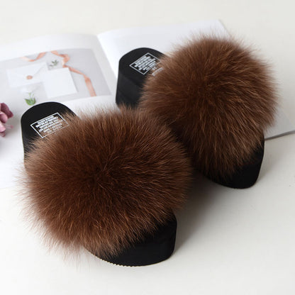 Fox Fur Women's Sandals Height Increasing Leisure