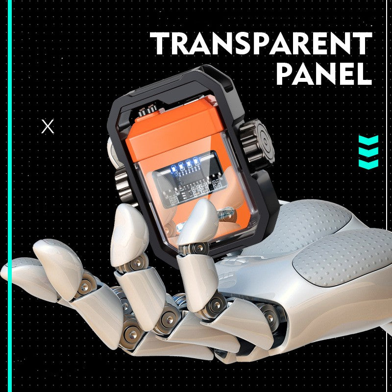 Pulse Lighter Double Arc Outdoor Windproof Type-C Charging Electric Lighter Mechanical Alloy Rotary Gyroscope Decompression Tool