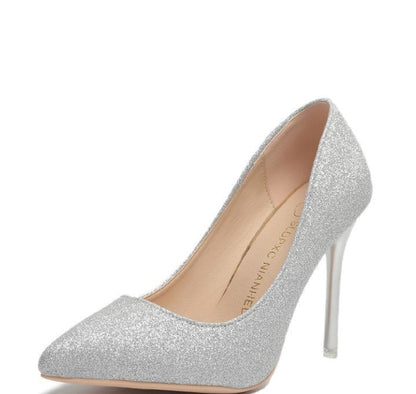 Silver Heels For Women And Black Sexy Everything French Mesh Sequins