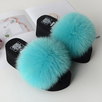 Fox Fur Women's Sandals Height Increasing Leisure