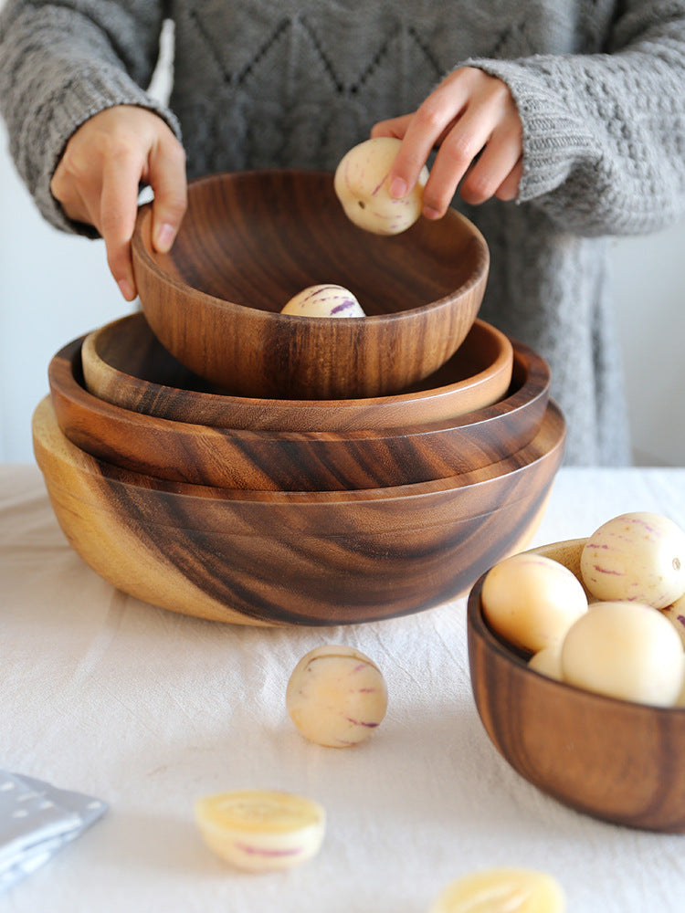 Kitchen Natural Wooden Fruit Bowl