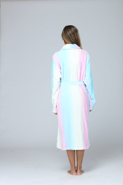 Womens Bathrobe Ladies Fleece Plush Warm Long Robes Fleece Nightgown Sleepwear