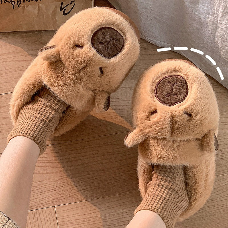 Plush  Slippers Comfortable Slip-on House Shoes Non-Slip Fluffy Couple Slippers Furry Animal Slippers For Indoor Bedroom