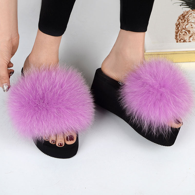 Fox Fur Women's Sandals Height Increasing Leisure