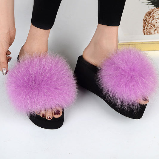Fox Fur Women's Sandals Height Increasing Leisure