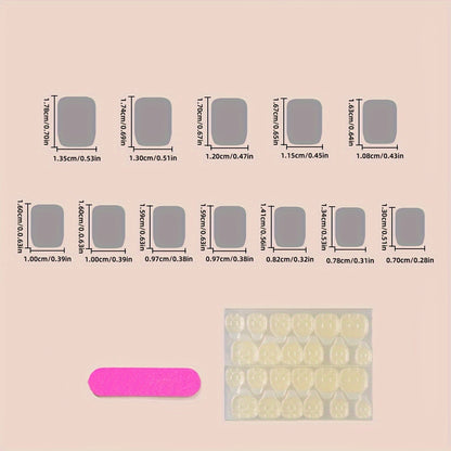 24pcs/set Square-Shaped Wine Red Glass Sense False Nails with Stripe Design - High-Quality Finished Nails for Women and Girls - Includes 1pc Nail File and 1sheet Adhesive Tabs for Easy Application