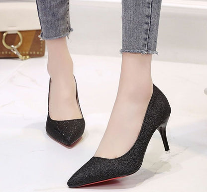 Silver Heels For Women And Black Sexy Everything French Mesh Sequins