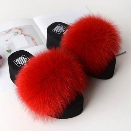 Fox Fur Women's Sandals Height Increasing Leisure