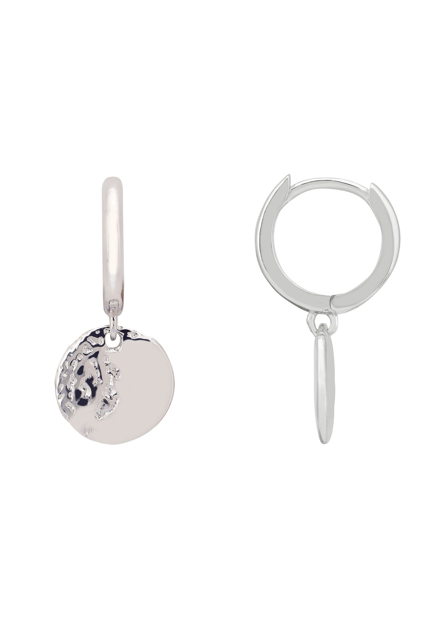 Lunar Moon Huggie Hoop Earrings Silver
