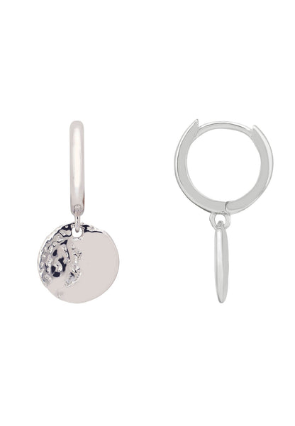 Lunar Moon Huggie Hoop Earrings Silver