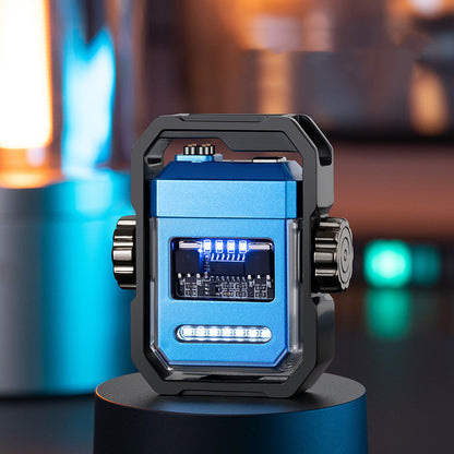 Pulse Lighter Double Arc Outdoor Windproof Type-C Charging Electric Lighter Mechanical Alloy Rotary Gyroscope Decompression Tool