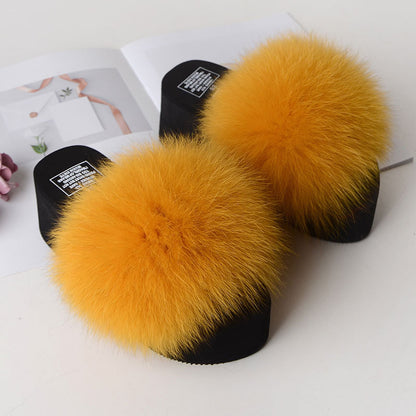 Fox Fur Women's Sandals Height Increasing Leisure