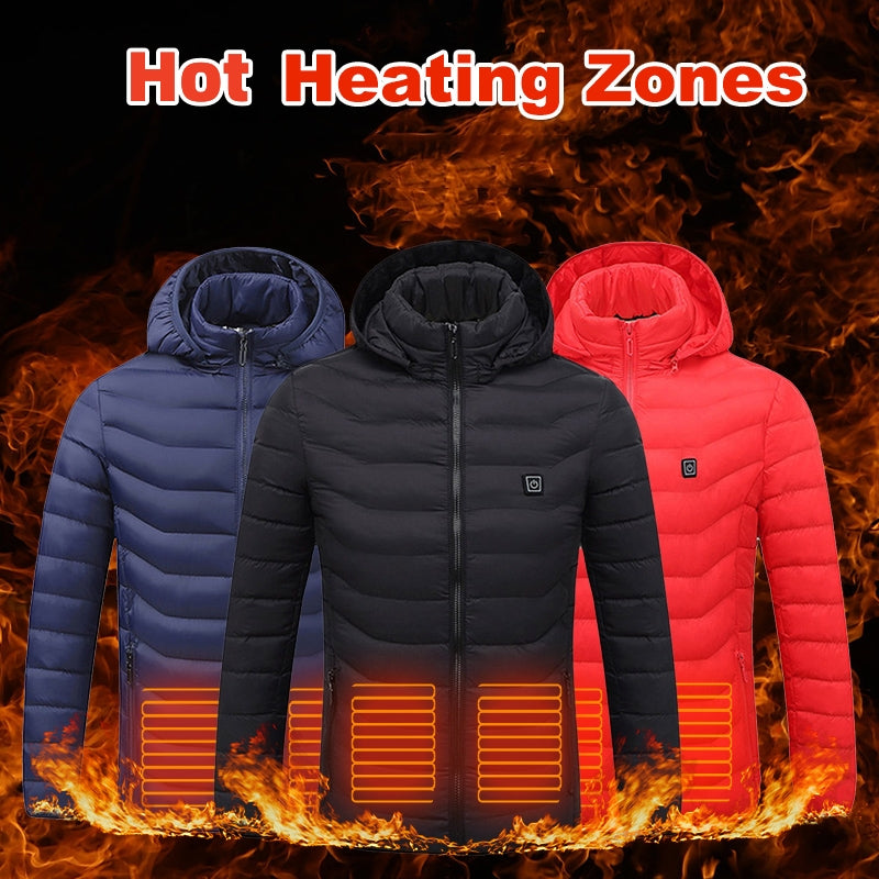 Winter Heated Jacket USB Electric Cotton Coat Zip-up Heater Thermal Clothing Heating Vest For Men