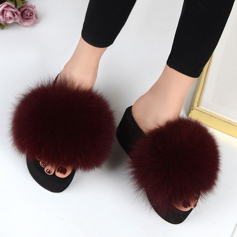 Fox Fur Women's Sandals Height Increasing Leisure