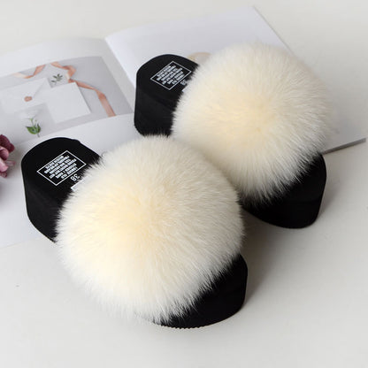 Fox Fur Women's Sandals Height Increasing Leisure