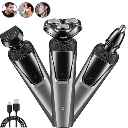 Electric Shaver Mens Razor Rotary Waterproof Pop-Up Beard Trimmer Wet Dry Cordless Nose Hair Cutting Barber Shaving Machine