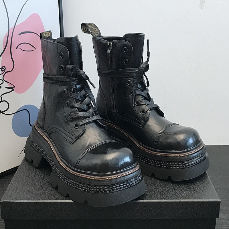 Women's Chunky-heeled Ankle Boots With Side Zippers