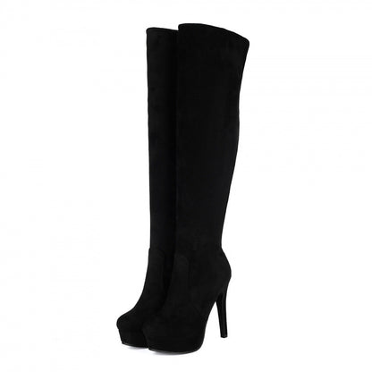 Suede Elastic Foldable Over-the-knee High-heel Riding Boots