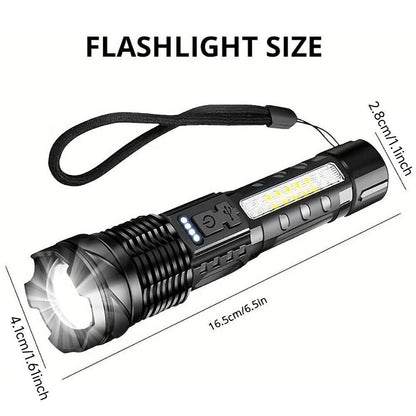 Rechargeable LED Flashlight Zoomable Tactical Torch Police Super Bright Work Light Lamp Red White Blue 3 Light USB Charging