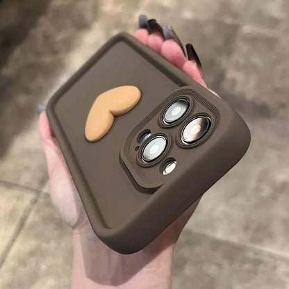 Wine Red Love Liquid Silicon Case for iphone 16 15 14 13 12 11 pro max plus x xs xr Camera protection soft back cover coffee