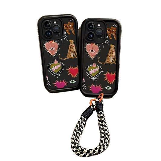 Leopard Eyes Flower Print iPhone Case