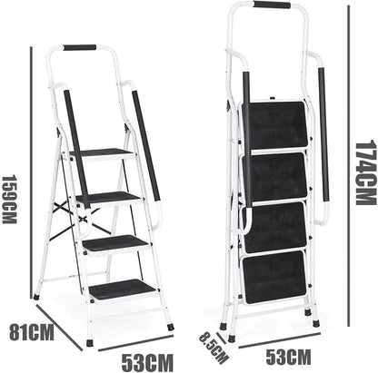 DayPlus Safety Folding Step Stool 2-4 Step Ladder Portable Foldable Stepladder Anti Slip Feet  for Indoor Outdoor Home Office
