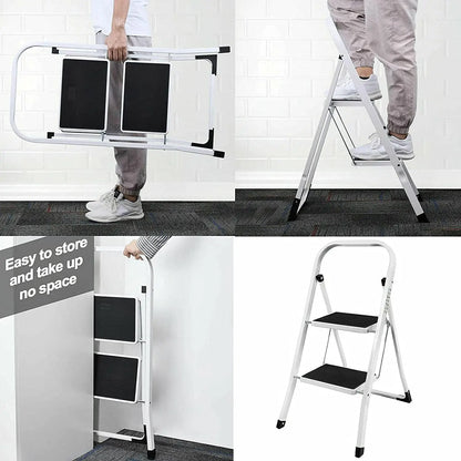 DayPlus Safety Folding Step Stool 2-4 Step Ladder Portable Foldable Stepladder Anti Slip Feet  for Indoor Outdoor Home Office