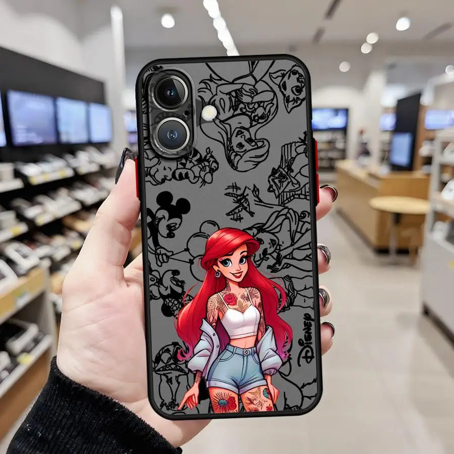 Funda Case For iPhone 17ProMax 17 17Air 17Pro 16 15 14 13 12 11 Plus Pro ProMax Luxury Cover Disney Ariel Princess