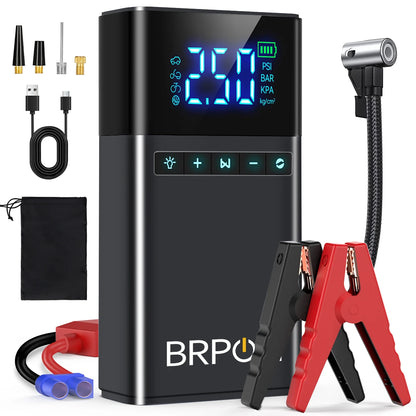 4 In 1 Jump Starter Air Compressor Power Bank LED Light 12000mAh 150PSI Wireless Electric Pump For Outdoor Travel Car Electronic