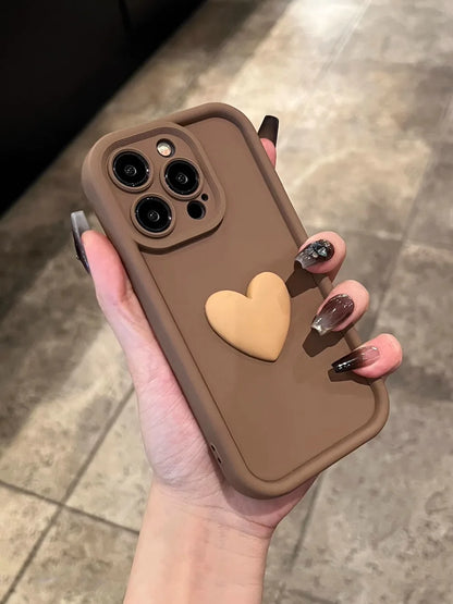 Wine Red Love Liquid Silicon Case for iphone 16 15 14 13 12 11 pro max plus x xs xr Camera protection soft back cover coffee