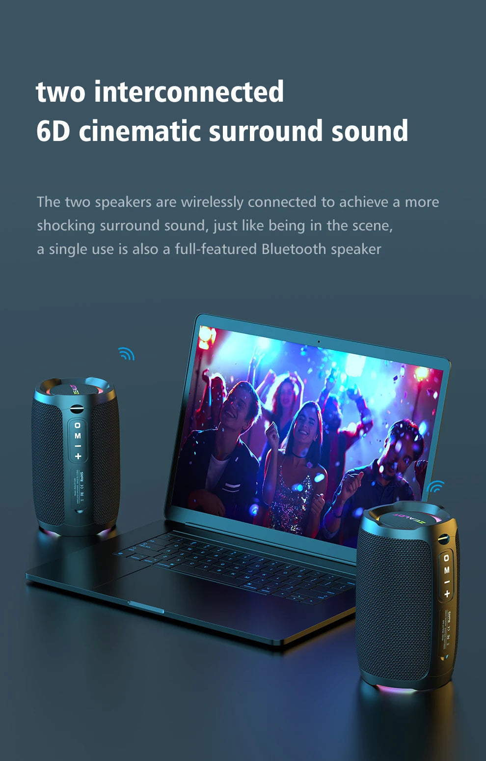 Portable 360° Stereo Bluetooth Speaker