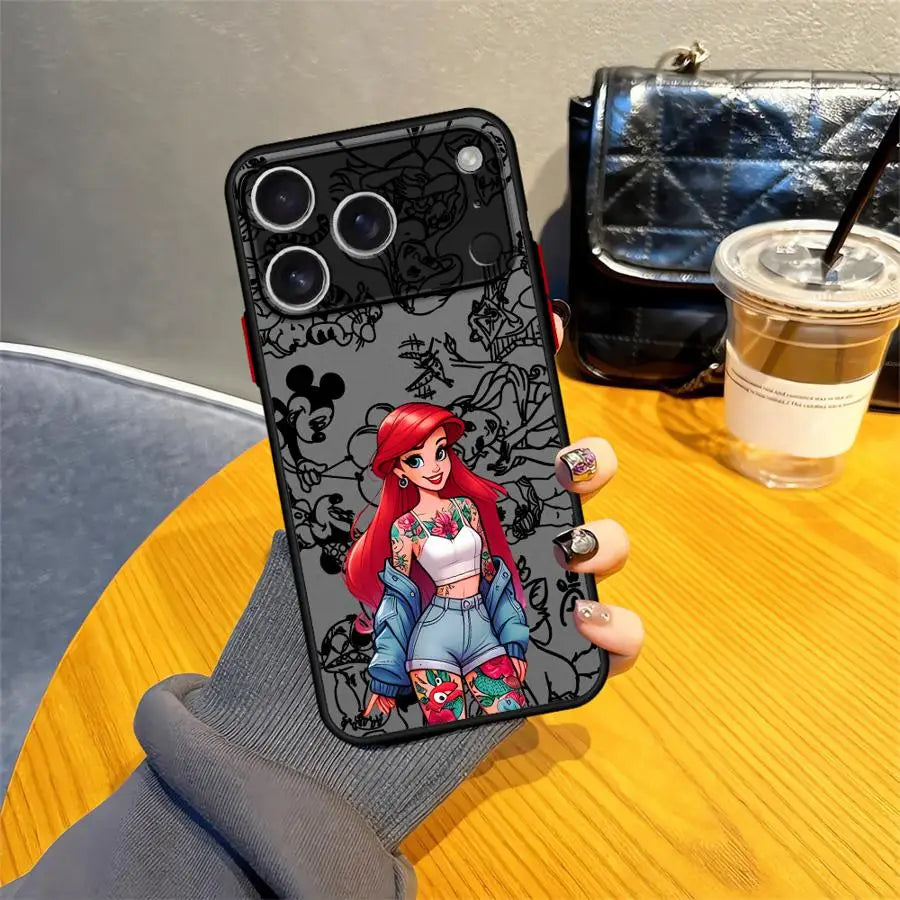 Funda Case For iPhone 17ProMax 17 17Air 17Pro 16 15 14 13 12 11 Plus Pro ProMax Luxury Cover Disney Ariel Princess