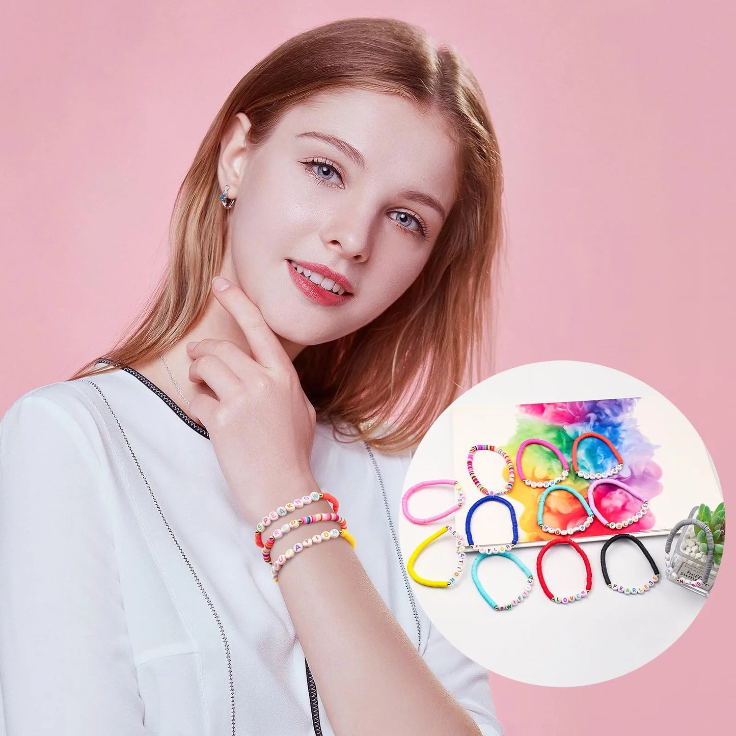 Bracelets Fashion Basics And Versatile Inspiration Couple Bracelet Letter Printed Beaded Bracelet