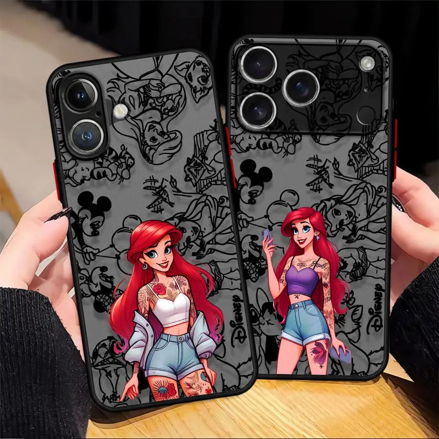 Funda Case For iPhone 17ProMax 17 17Air 17Pro 16 15 14 13 12 11 Plus Pro ProMax Luxury Cover Disney Ariel Princess