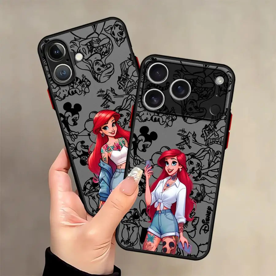 Funda Case For iPhone 17ProMax 17 17Air 17Pro 16 15 14 13 12 11 Plus Pro ProMax Luxury Cover Disney Ariel Princess